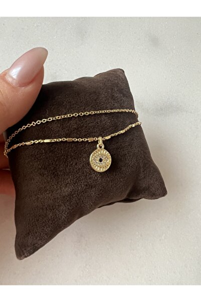 ToffyStore خلخال VIP بسلسلة مزدوجة وتفاصيل دقيقة للعين