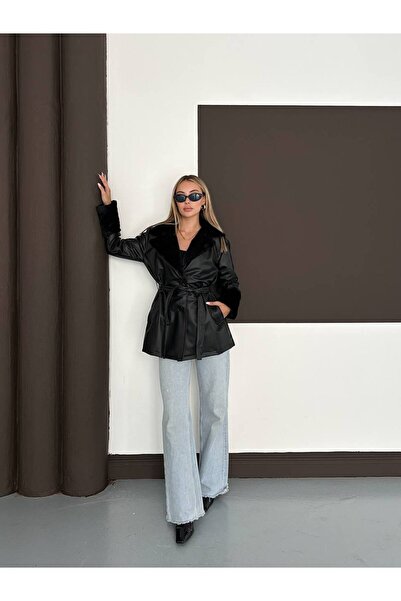 ressam Short Fur Leather Trench
