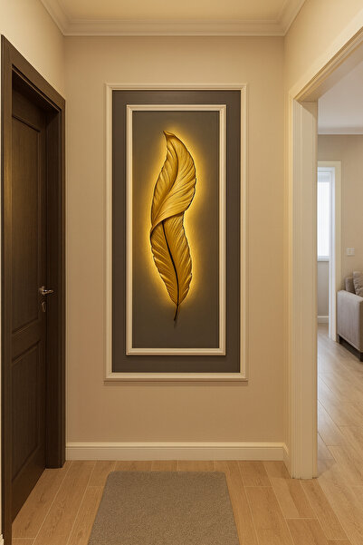 ASZEN Tüy ledli aplik Ebat (62×18 gold) pilli