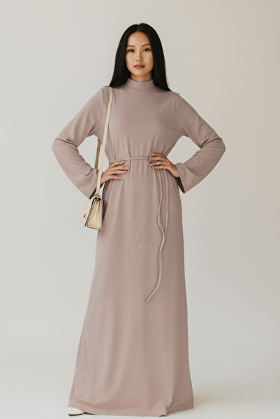 ENDAMIM YARIM YAKA RAHAT KALIP ESNEK UZUN KOL MEVSİMLİK ELBİSE