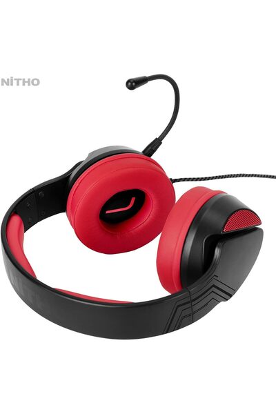 Nitho Janus Stereo Gaming Headset for PC, PS4, PS5, Xbox - Red, Wired Over-Ear