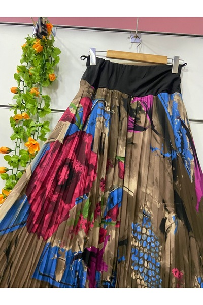 edu collection Patterned Midi Length Chiffon Bell Skirt Length 85 cm