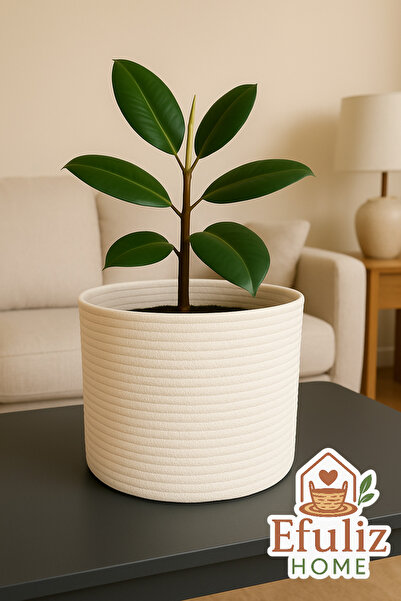 Efuliz Home Jute-Wicker Multi-Purpose-Decorative-Organizer Flower Pot Basket, Garden Organizer Basket. (Width:20-Length:15 cm)