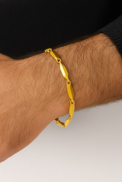 TREND COLLECTİON سوار سلسلة من الفولاذ المقاوم للصدأ للرجال (لون ذهبي)