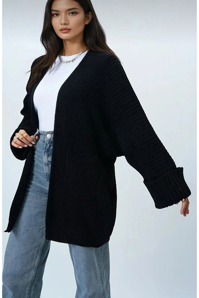 rushana Жіночий кардиган з подвійними кишенями, в'язаний трикотаж