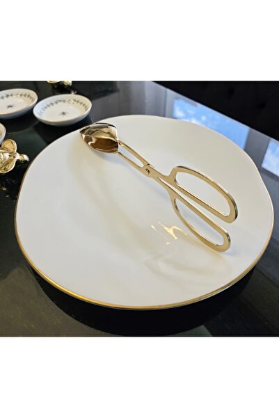 LOVYCO Gold Plated Scissors Tongs, Scissors Tongs, Table Scissors, American Tongs Service 25 cm