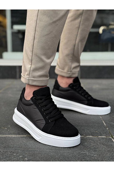 Zerenyus Zr-046 Black and White Parachute Fabric High Sole Casual Sports Shoes