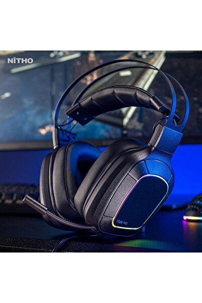 Nitho Titan Pro 7.1 USB Gaming Headset – Built-in Soundcard, Noise‑Canceling Mic, RGB, Wired, Ov