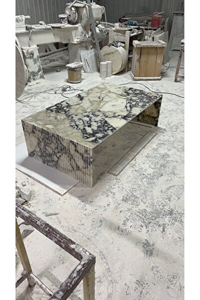 adomarmarblehandmadeandluxury Menekşe Orta Sehpa, Mermer Orta Sehpa, Özel Ölçü, 150x90x45, %100 mermer