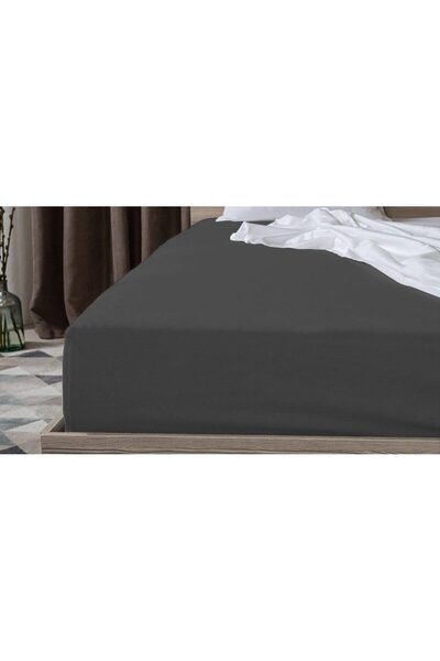OEM Fitted Bed Sheet 160x200x25cm Cotton Knit Dark Grey
