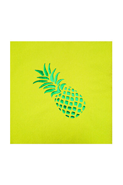 Story مناديل ورقية خضراء اللون مقاس 33 × 33 سم، منقوشة بنمط الأناناس، 16 قطعة