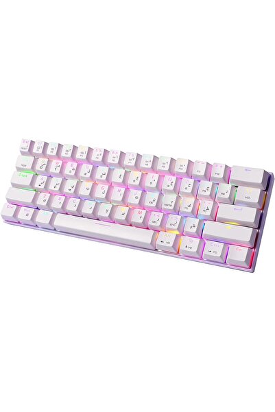 MOTOSPEED CK62 61-Key Mechanical Gaming Keyboard RGB Bluetooth USB White (Arabic, Blue Switches)