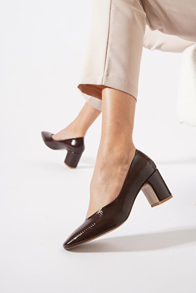 Moda Pie Deslan Kroka Printed Women's Heeled Shoes Brown Snake