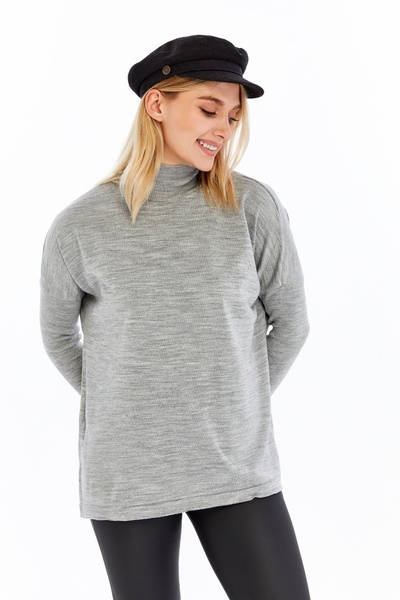 MA ananas Half Turtleneck Plain Long Sleeve Women's Tunic