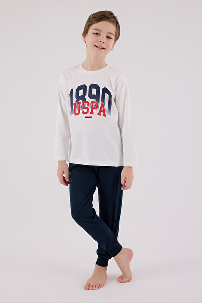 U.S. Polo Assn. U.S. Polo Children's Ecru Long Sleeve Pocketed Two-Piece Set Vr.U22.S0.3.Ç01