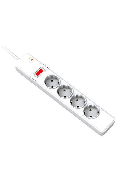 Well Премиум удължителен кабел с 4 гнезда и ключ, 3 м - бял