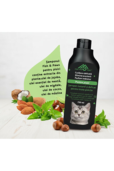 Fish & Paws Cat Shampoo, 750 ml – Gentle cleansing, hydration and fluffy fur, Vitamin B5