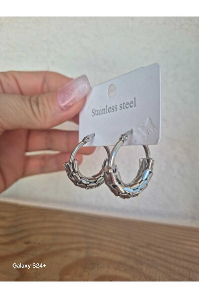 Pinkimaj Style Hoop Earrings Are Steel Silver Color Earrings