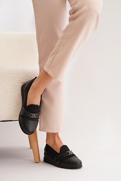 Moda Pie Clip-on front buckle stretch women's shoes black