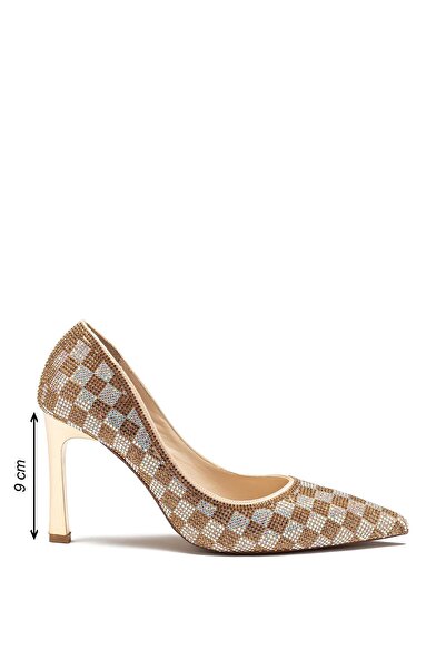 Dedos Special Stone Embroidered Women's High Heel Pointed Toe Evening Dress Shoes 4015