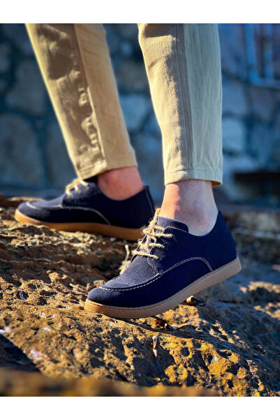 Zerenyus Zrk-X5 Navy Blue Suede Lace-Up Daily Men's Casual Shoes