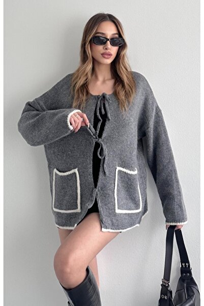 fujya Colorful Pocketed Lace-Up Yoshiko Knitwear Cardigan