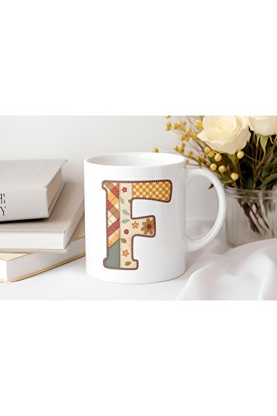 Beramussa كوب بتصميم مرقع بطابع الخريف والشتاء مع حرف F - هدية خاصة لمحبي الأ...