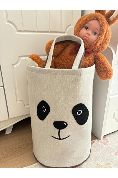 Mustgross Punch Nakışlı Keten EVA Organizer Sepet – Dekoratif, Dik Duran, Oyu...
