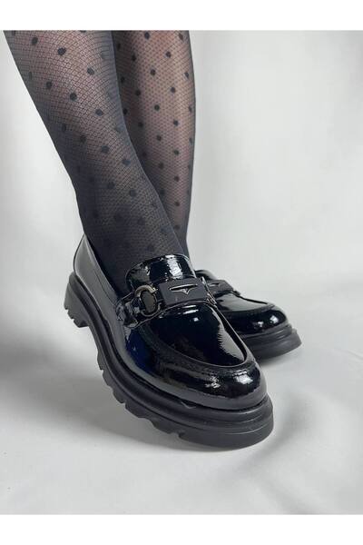 BESKAR Kb Zn104 Kuback Charcoal Patent Leather Casual Women's Ballerinas