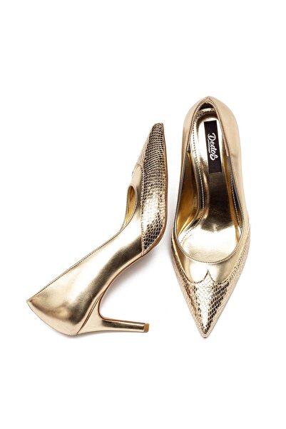 Dedos Women's Shiny Snake Pattern Heeled Shoes 3010