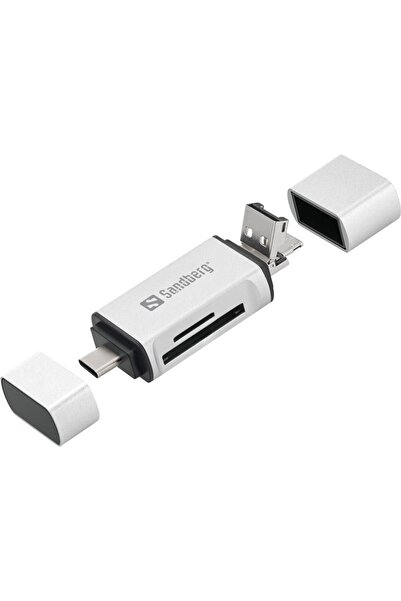 Sandberg SD MicroSD card reader with USB type C connection USB Micro USB 136-28 silver