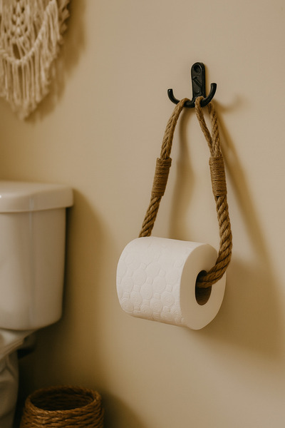 DemCey Home Jüt Halat Tuvalet Kağıdı Tutucu, Dekoratif Tuvalet Kağıtlığı, Has...