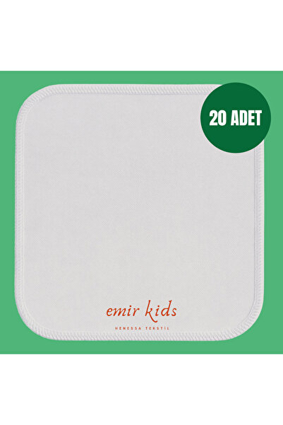 emir kids 20 Adet Pamuklu Bebek Beyaz Ağız Mendili (SIRT, YÜZ VE TER) 20×20