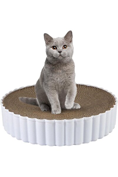 Kedi tırmalama yatağı, aşınmaya dayanıklı yuvarlak oluklu kağıt gri