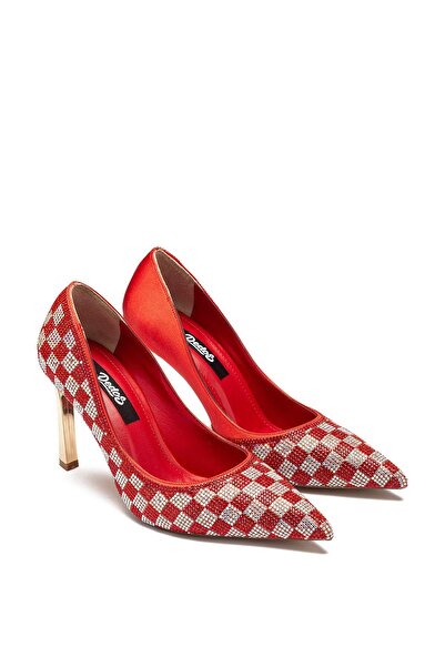 Dedos Special Stone Embroidered Women's High Heel Pointed Toe Evening Dress Shoes 4015