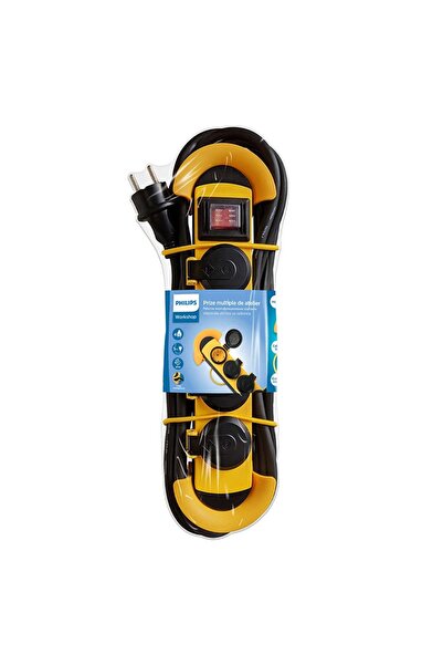 Philips Extension cord with protection 4 sockets 5m yellow-black SPN5140YC