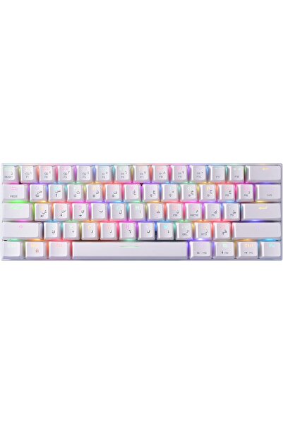 MOTOSPEED CK62 61-Key Mechanical Gaming Keyboard RGB Bluetooth USB White (Arabic, Blue Switches)