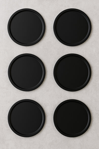 KaiHome 6-Piece Black Round Stainless Steel Coffee, Cake Decorative Serving and Tray Set