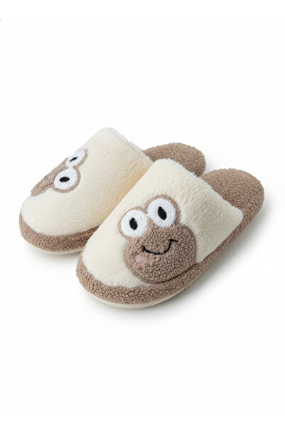 Haff shoes Sevimli Kurbağa Peluş Terlik: Ekru-Vizon