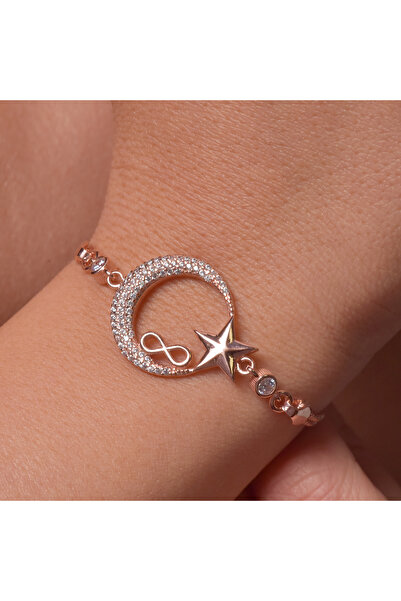 veranosilver AY YILDIZ İÇİNDE SONSUZLUK GÜMÜŞ BİLEKLİK