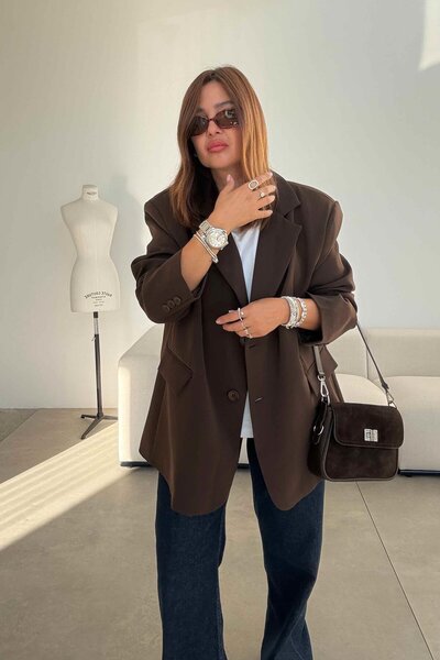 ELVAN TOLON Jachetă maro supradimensionat