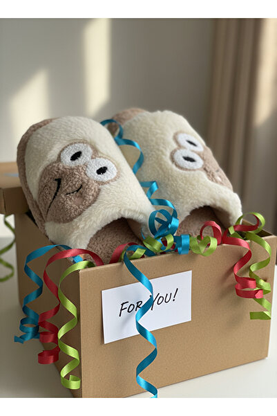 Haff shoes Sevimli Kurbağa Peluş Terlik: Ekru-Vizon