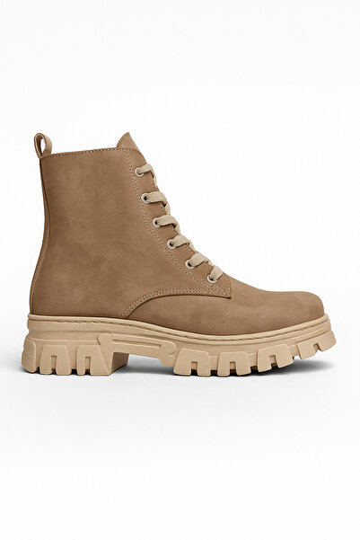 Ekonomik Ayakkabı Women's Lace-Up Boots – Thick Sole, Zippered, Casual