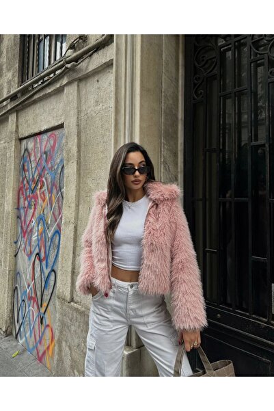 asyadabutik Γυναικεία εισαγόμενη γούνα Premium με φερμουάρ στο μπροστινό μέρος