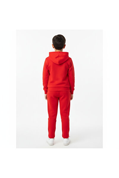 Let's Wear Catman printed kids' hooded premium compact sweatshirt tracksuit set with pockets and drawstring.