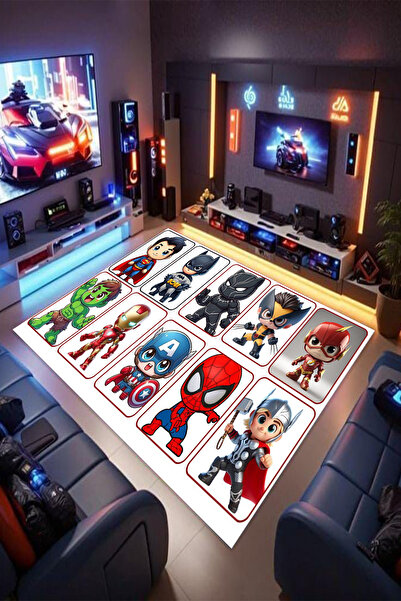 Reyhani MARVEL COCUK Desenli Kaymaz Taban Makinede Yıkanabilir Gaming Oyuncu ...