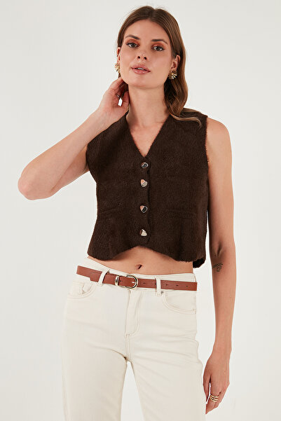 Lela Регулярна кройка, V-образно деколте, мека текстура, копчета, жилетка ЖИЛЕТКА 4615241