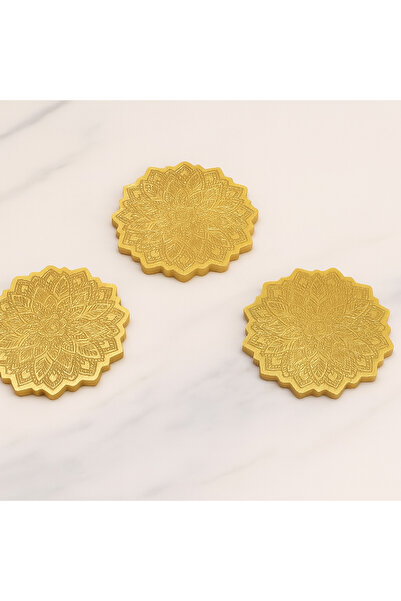 rakaymu Gold Mandala Patterned Coasters Set of 3