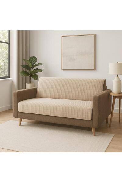 MER HOME غطاء أريكة متعدد الأغراض من القماش المرن المبطن بنمط مستطيل مقاس 210*160 سم (بيج)