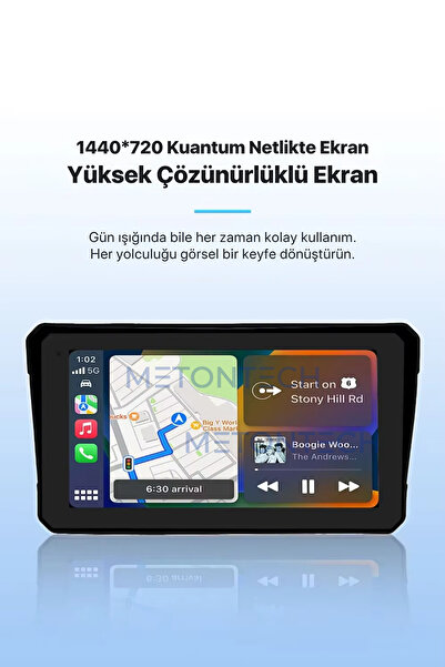 METONTECH 6 inç Taşınabilir Motosiklet CarPlay Ekran | GPS, Dokunmatik, Suya Dayanıklı | Motor CarPlay Ekran